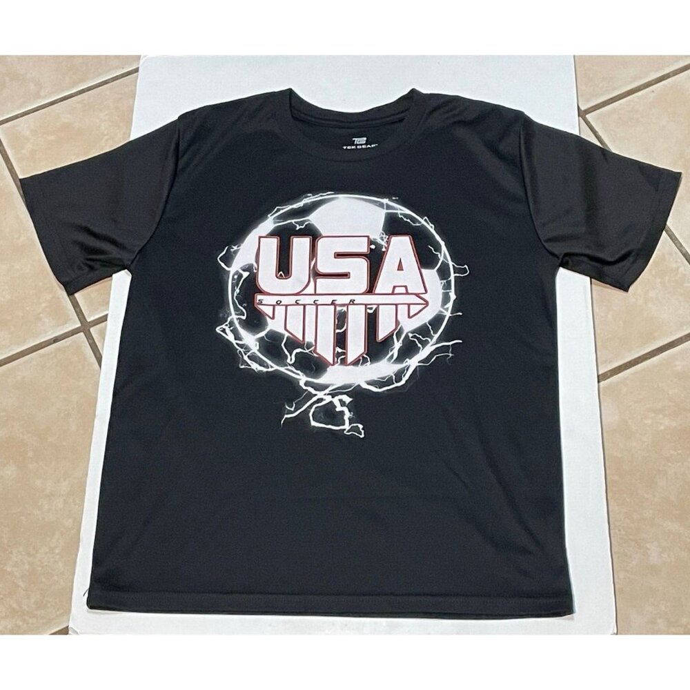 Tek Gear USA Soccer shirt mens large teens short sleeve Kohl's black